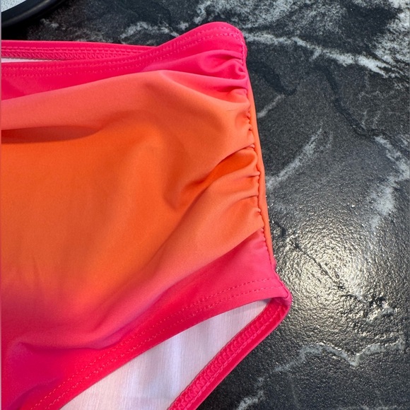 Vibrant Pink and Orange Highrise Bikini Set - Picture 8 of 13